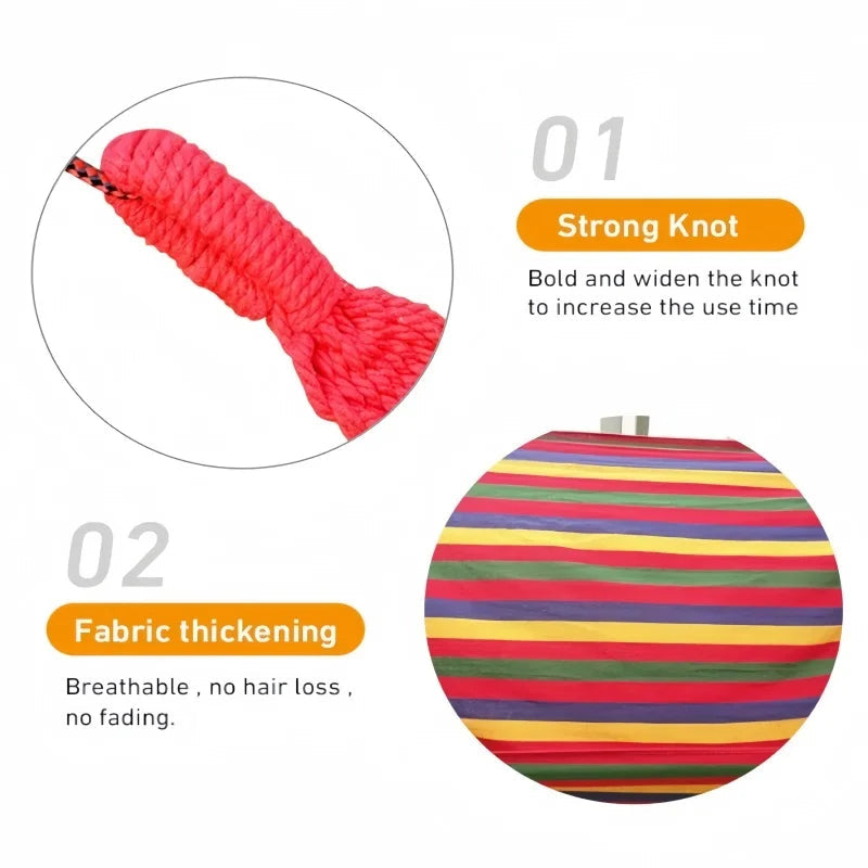 Canvas Hammock | Striped Double Camping Hammock with High Weight Capacity | Perfect for Indoor and Outdoor Relaxation 5