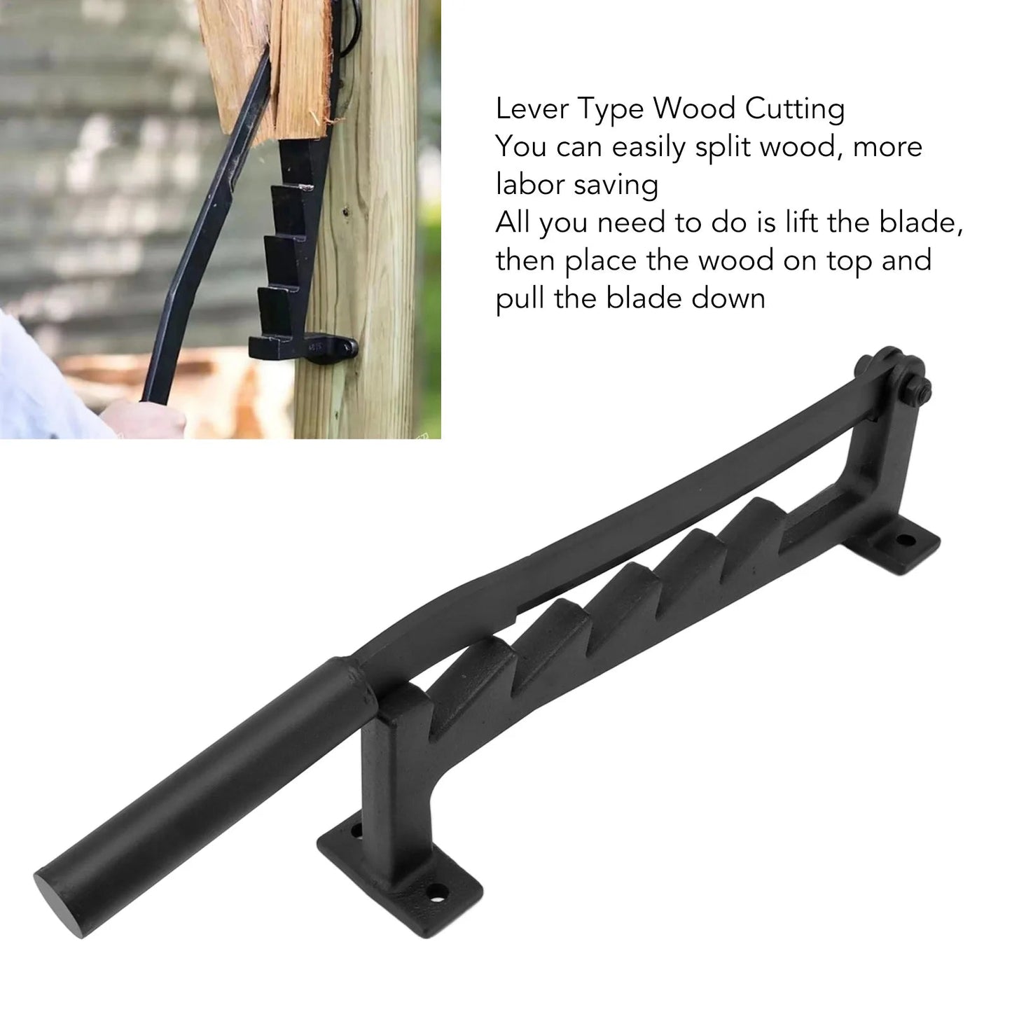 Durable Wall Mounted Firewood Splitter with High Carbon Steel Blade | Safe Tool for Effortless Wood Preparation 6