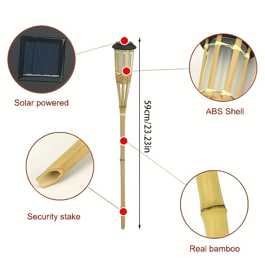 Eco-Friendly Solar Lights Outdoor | Bamboo Flame Lanterns with Flickering Effect | Perfect for Landscape Lighting and Garden Ambiance 5