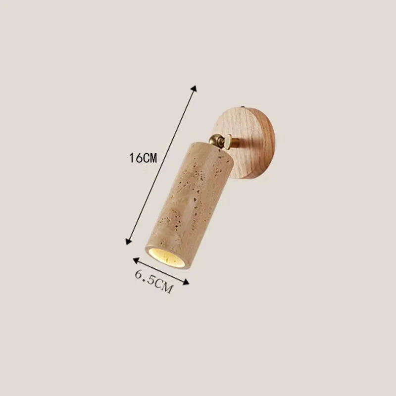 Huangdong Wall Lamp | Wabi-Sabi Travertine & Wood Light 6