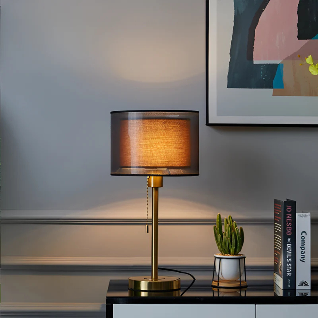 Lumis Table Lamp with Double Fabric Shade | Modern Vintage Design 5