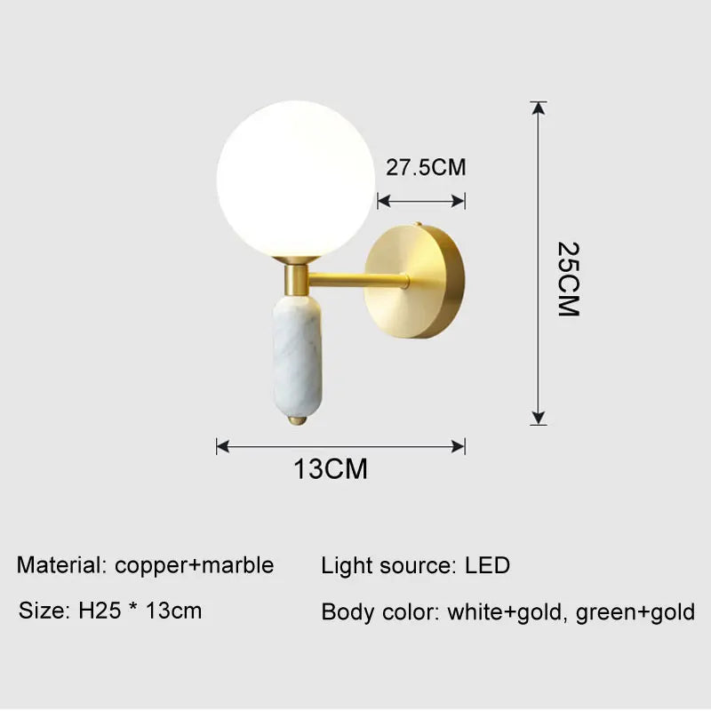 Marble & Glass Wall Lamp | Gold Finish Modern Sconce 4