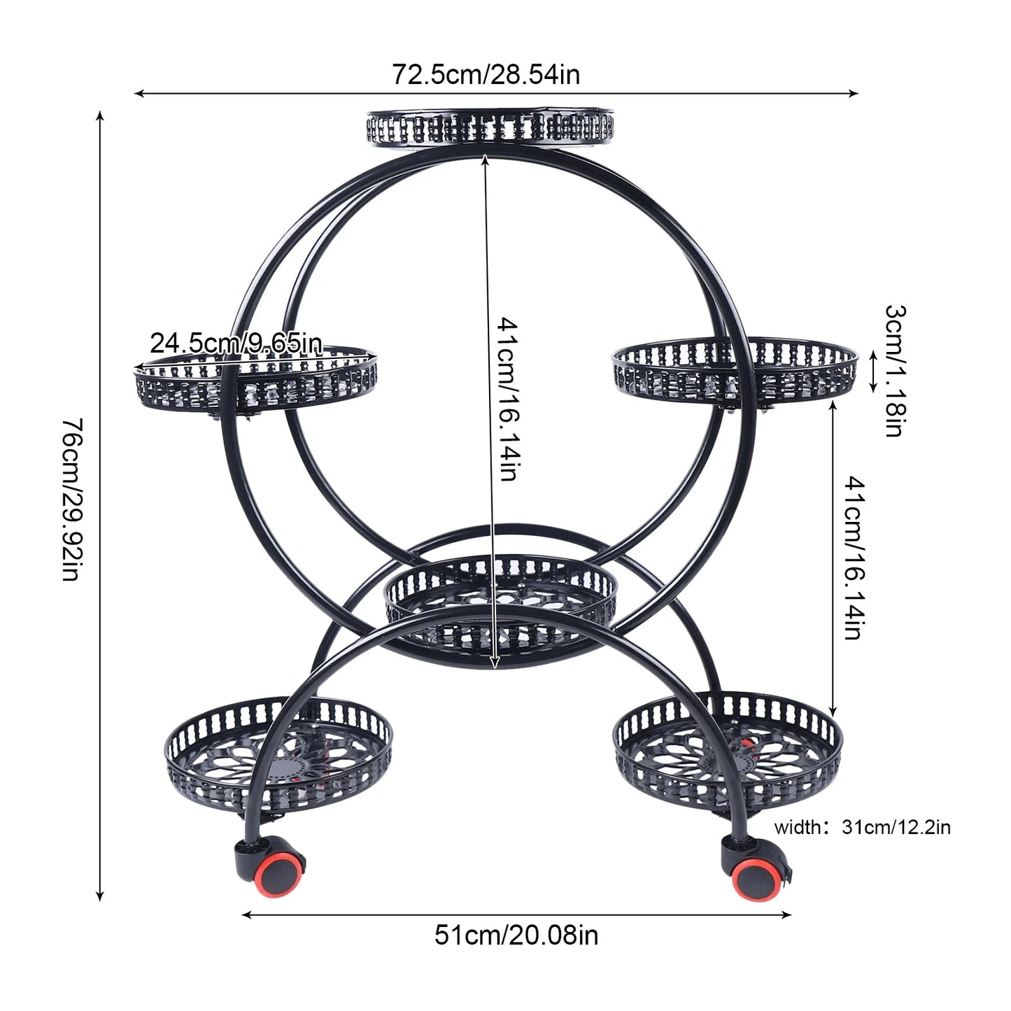 Metal Plant Stand with Wheels | 6-Tier Flower Pot Holder for Indoor & Outdoor Decoration 7