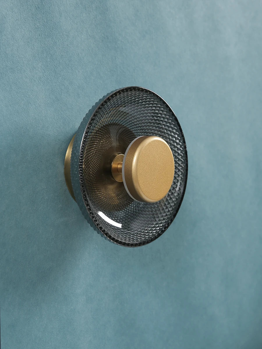 Modern Coloured Glass Wall Lamp | Textured LED Disc Light 6
