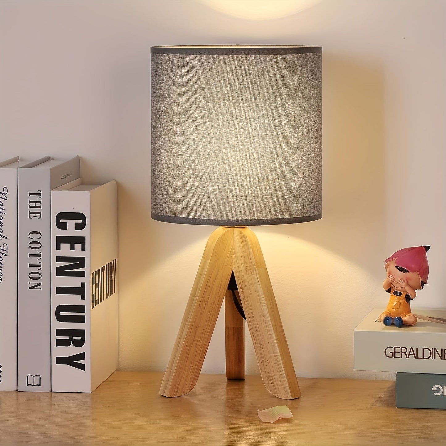 Nordic Wooden Tripod Table Lamp | Fabric Shade 5