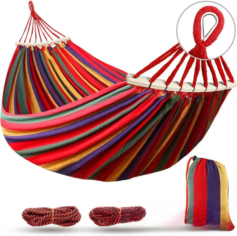 Outdoor Retreat | Camping Hammock with Anti-Roll Design & Wooden Spreaders | Spacious & Portable for Relaxation 6