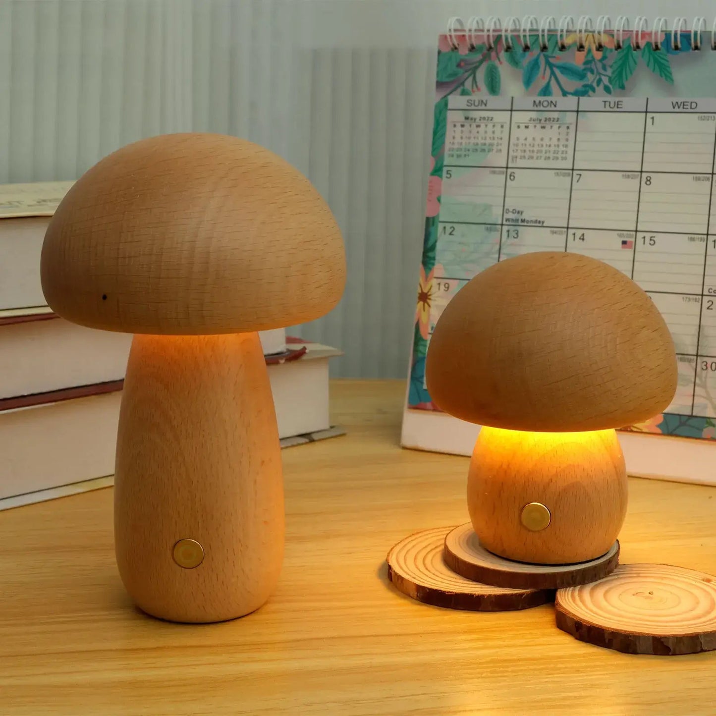 Portobello Mushroom Lamp | Natural Wood Rechargeable Night Light 8