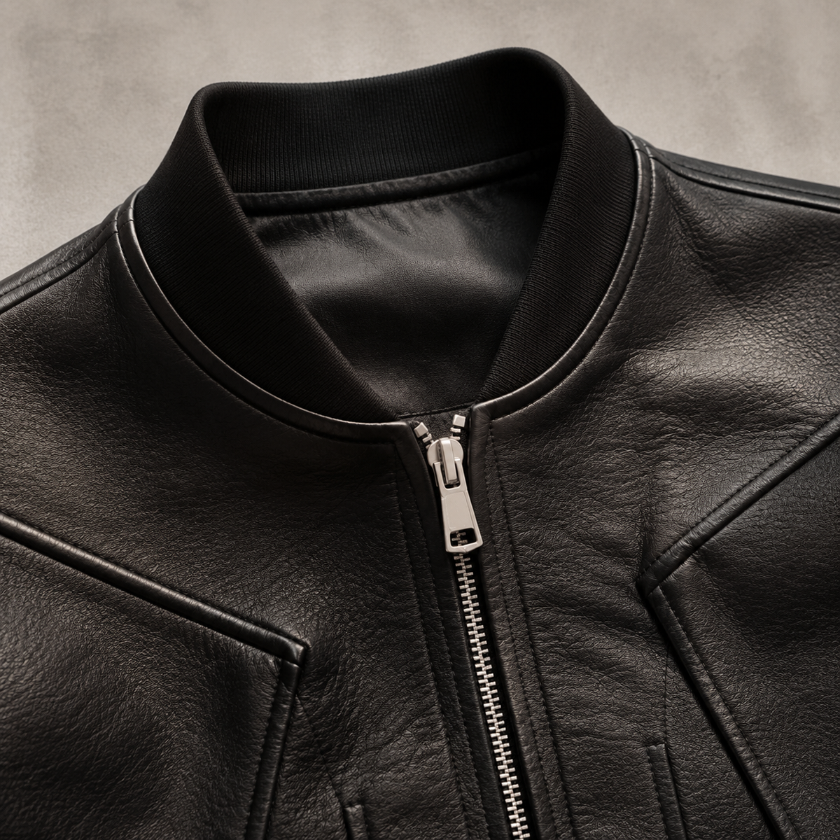 Men's Faux Leather Bomber Jacket - Cropped Casual Outerwear