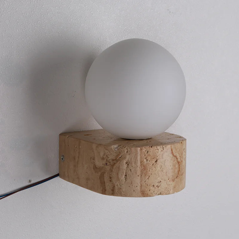 Travertine Stone Wall Lamp | Modern Japanese-Style LED Sconce 5