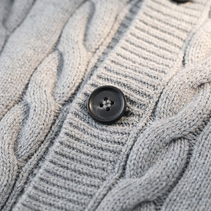 Men's Cable Knit Cardigan - Button Front Sweater