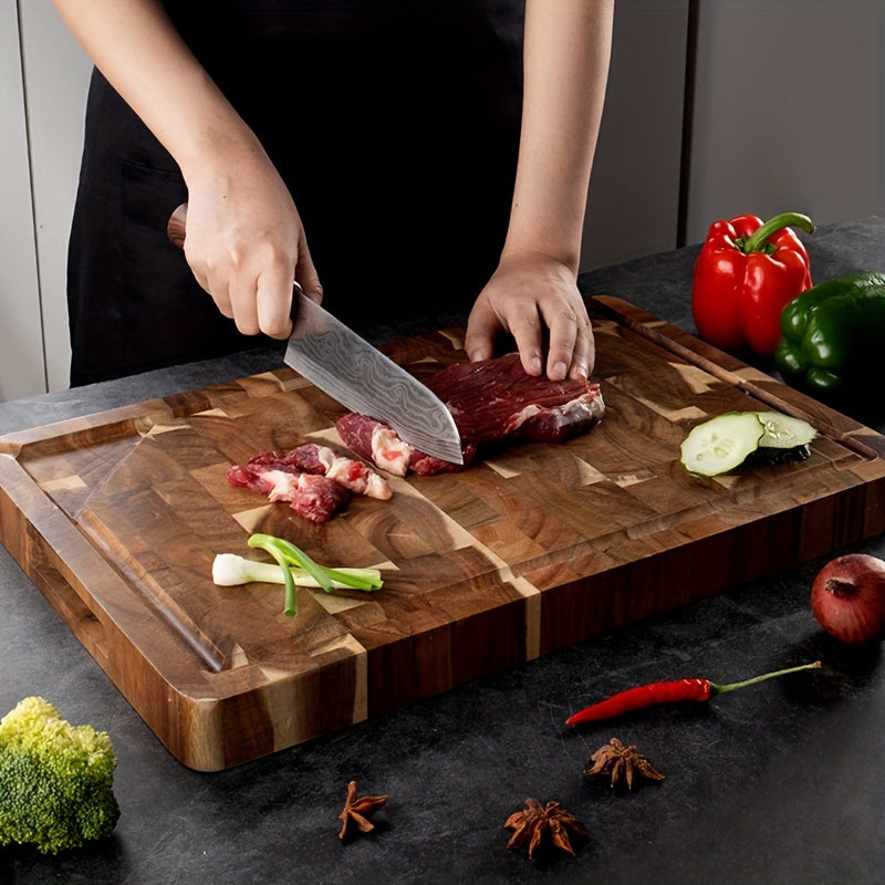 Acacia Wood Cutting Board | Durable End Grain Kitchen Chopping Block 0