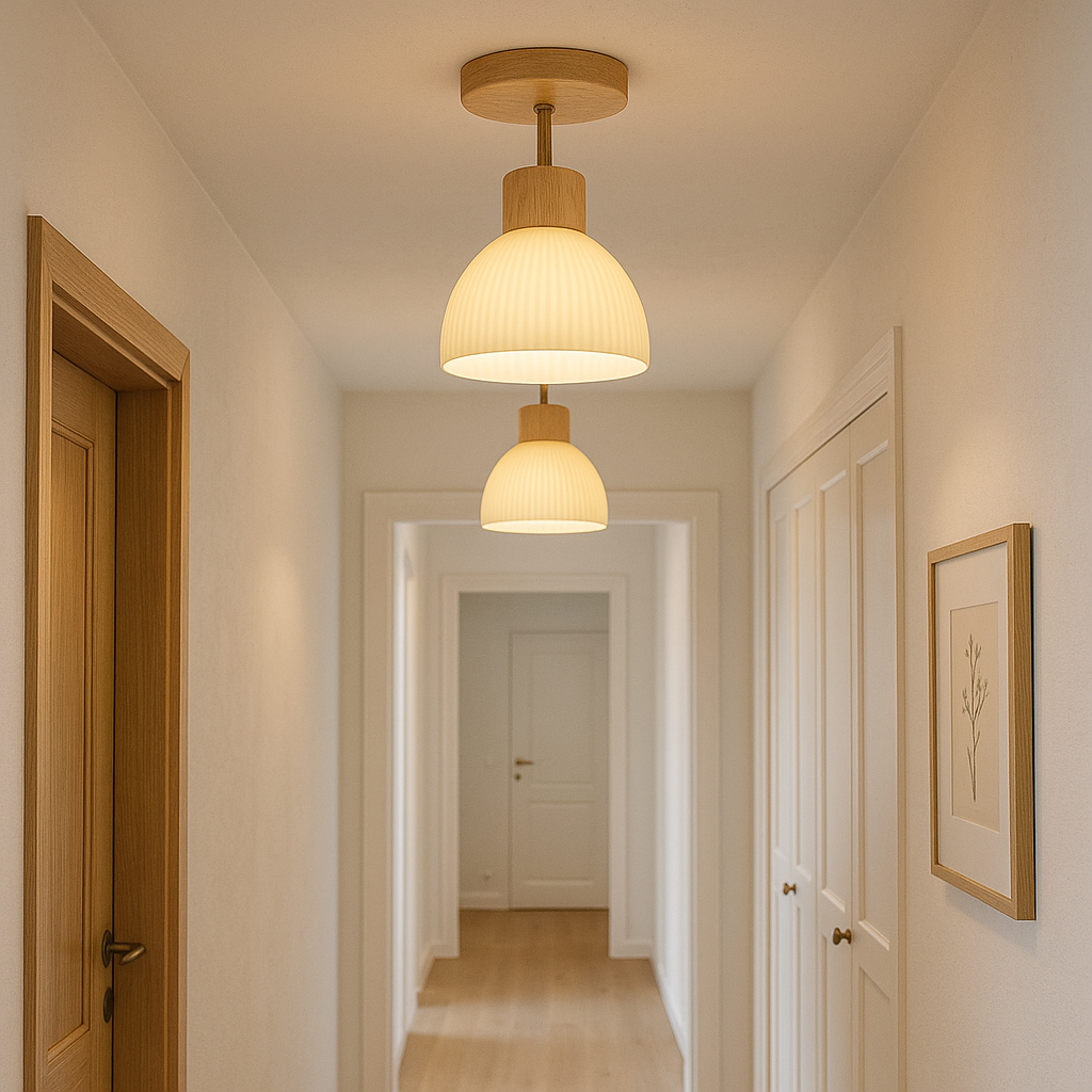 Ailse Ceiling Lamp | Natural Wood & Glass LED Fixture 2