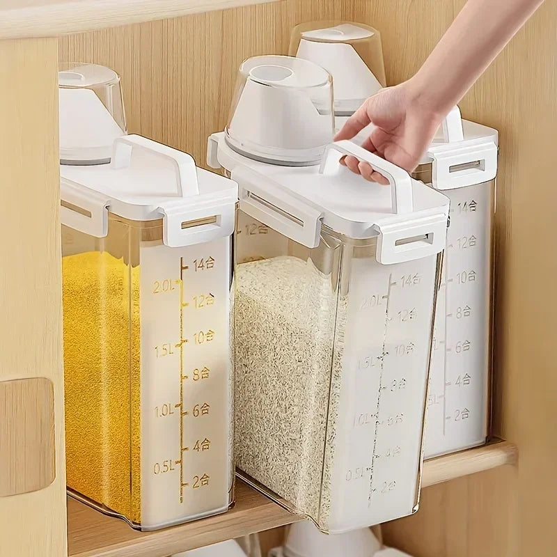 Airtight Grain Storage Container | 2.5L Rice, Cereal & Flour Dispenser with Measuring Cup 0