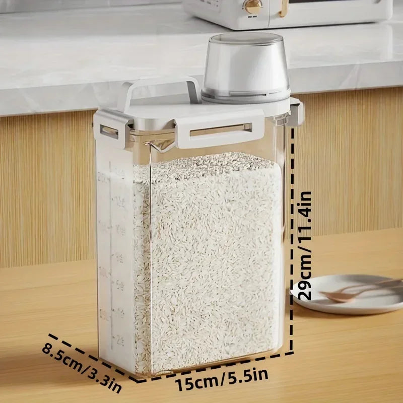 Airtight Grain Storage Container | 2.5L Rice, Cereal & Flour Dispenser with Measuring Cup 3