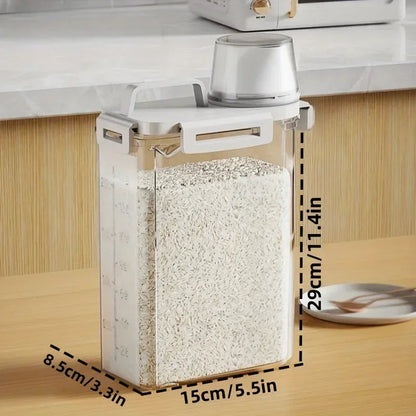 Airtight Grain Storage Container | 2.5L Rice, Cereal & Flour Dispenser with Measuring Cup 3