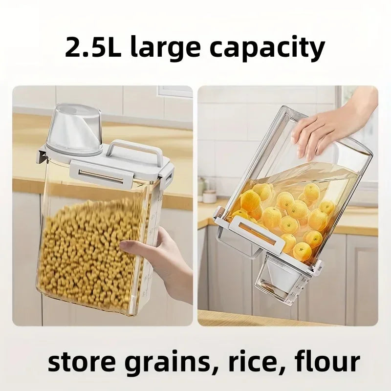 Airtight Grain Storage Container | 2.5L Rice, Cereal & Flour Dispenser with Measuring Cup 4