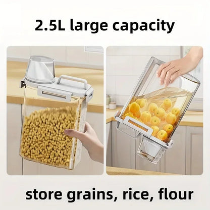Airtight Grain Storage Container | 2.5L Rice, Cereal & Flour Dispenser with Measuring Cup 4
