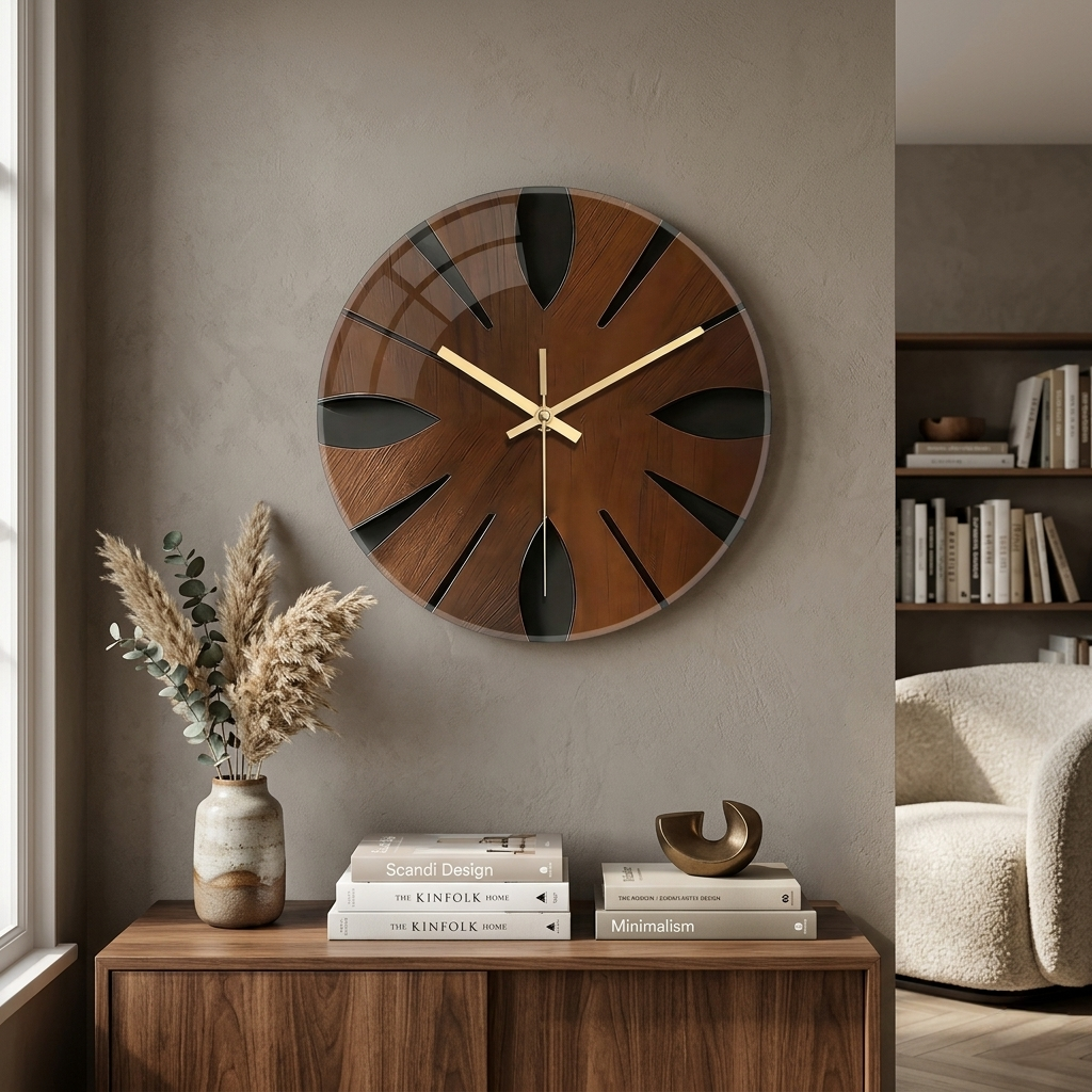 Artistic Wooden Wall Clock | Silent & Elegant Home Décor 0
