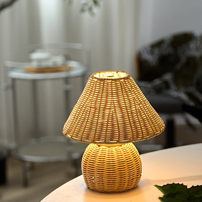 Bamboo Woven Desk Lamp | USB-Powered Boho Accent Light 1