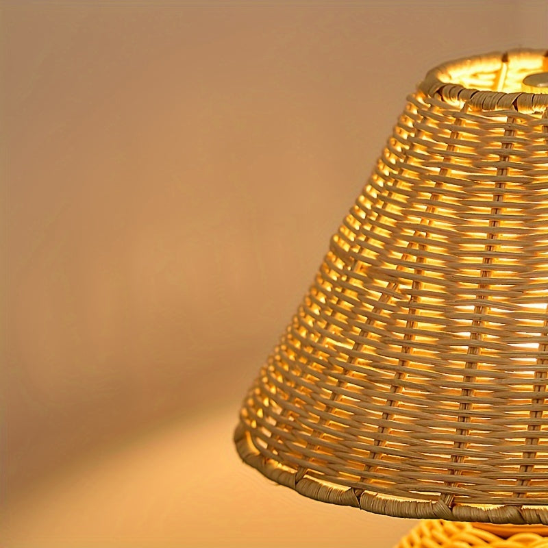 Bamboo Woven Desk Lamp | USB-Powered Boho Accent Light 4