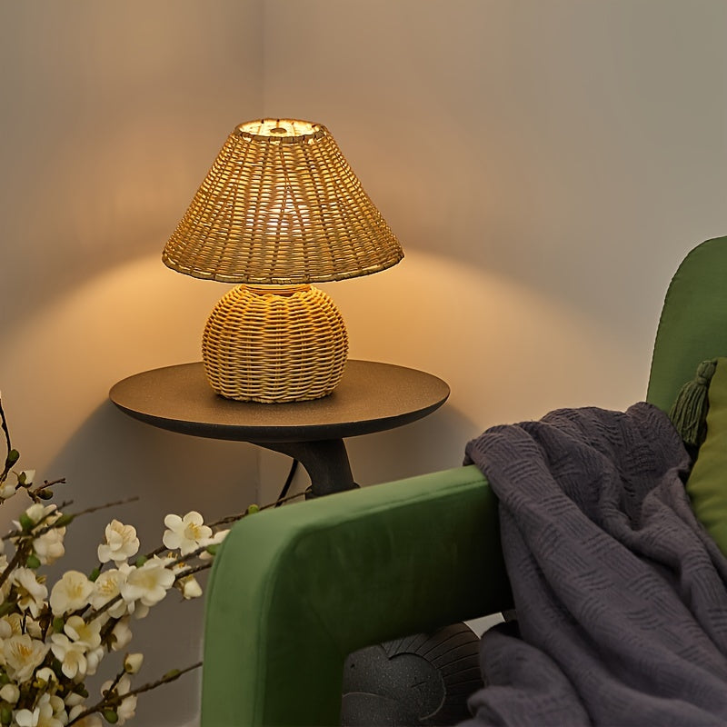 Bamboo Woven Desk Lamp | USB-Powered Boho Accent Light 5