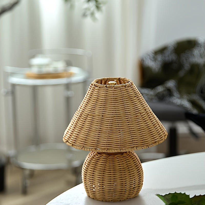 Bamboo Woven Desk Lamp | USB-Powered Boho Accent Light 6