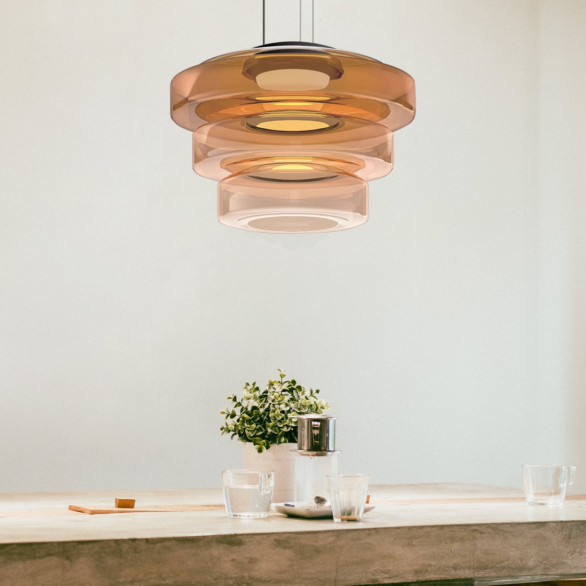 Bauhaus Glass Pendant Light | Modern Layered LED Hanging Lamp 4