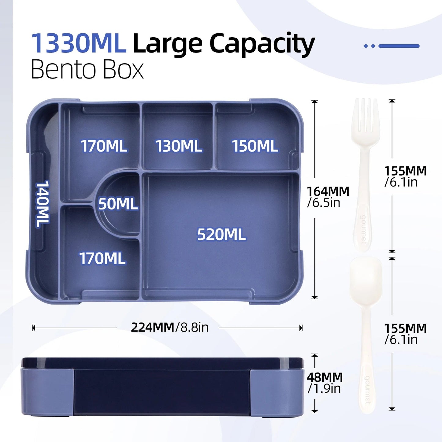 BentoMax | 1330ml Large Capacity Leak-Proof Bento Lunch Box – Microwave & Portable Food Container 3