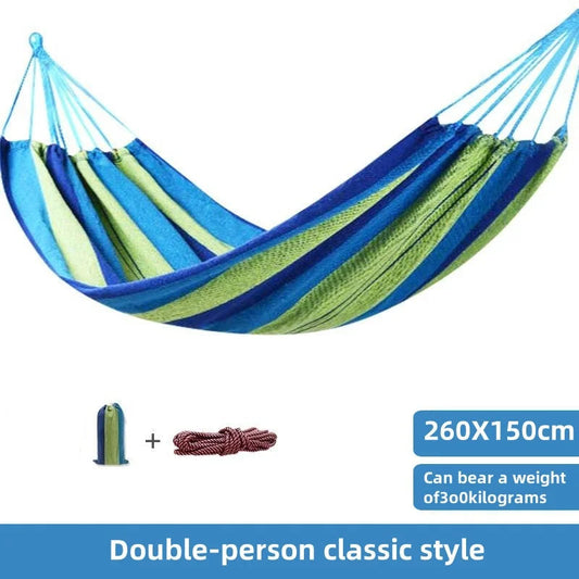 Canvas Hammock | Striped Double Camping Hammock with High Weight Capacity | Perfect for Indoor and Outdoor Relaxation 0