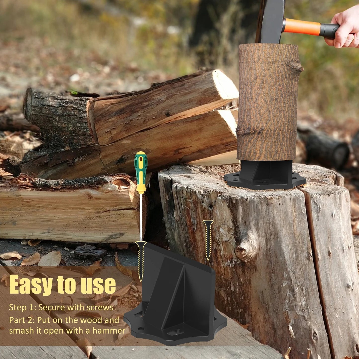 Carbon Steel Log Splitter | Portable Design with Cloth Bag for Efficient Firewood Preparation 3