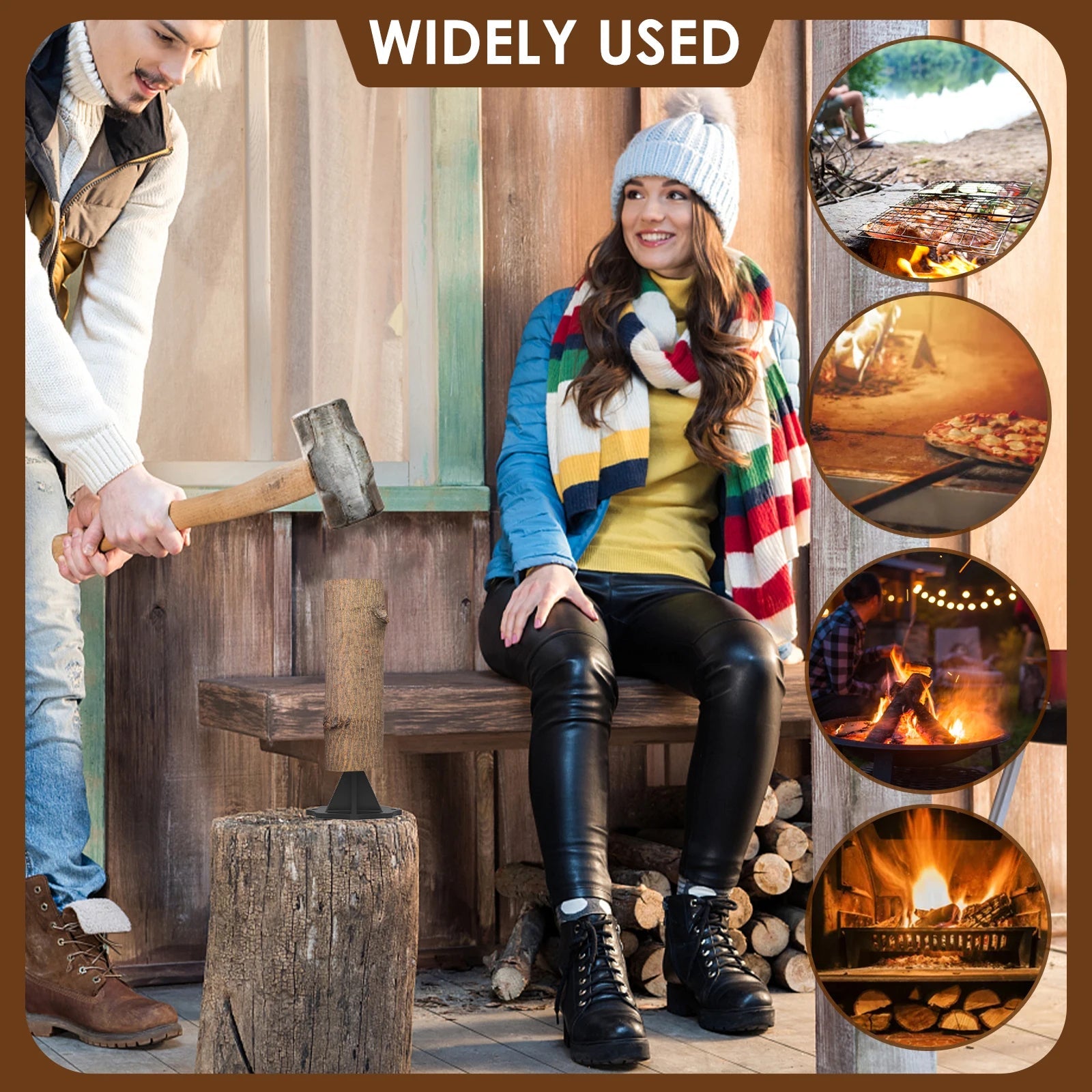 Carbon Steel Log Splitter | Portable Design with Cloth Bag for Efficient Firewood Preparation 5
