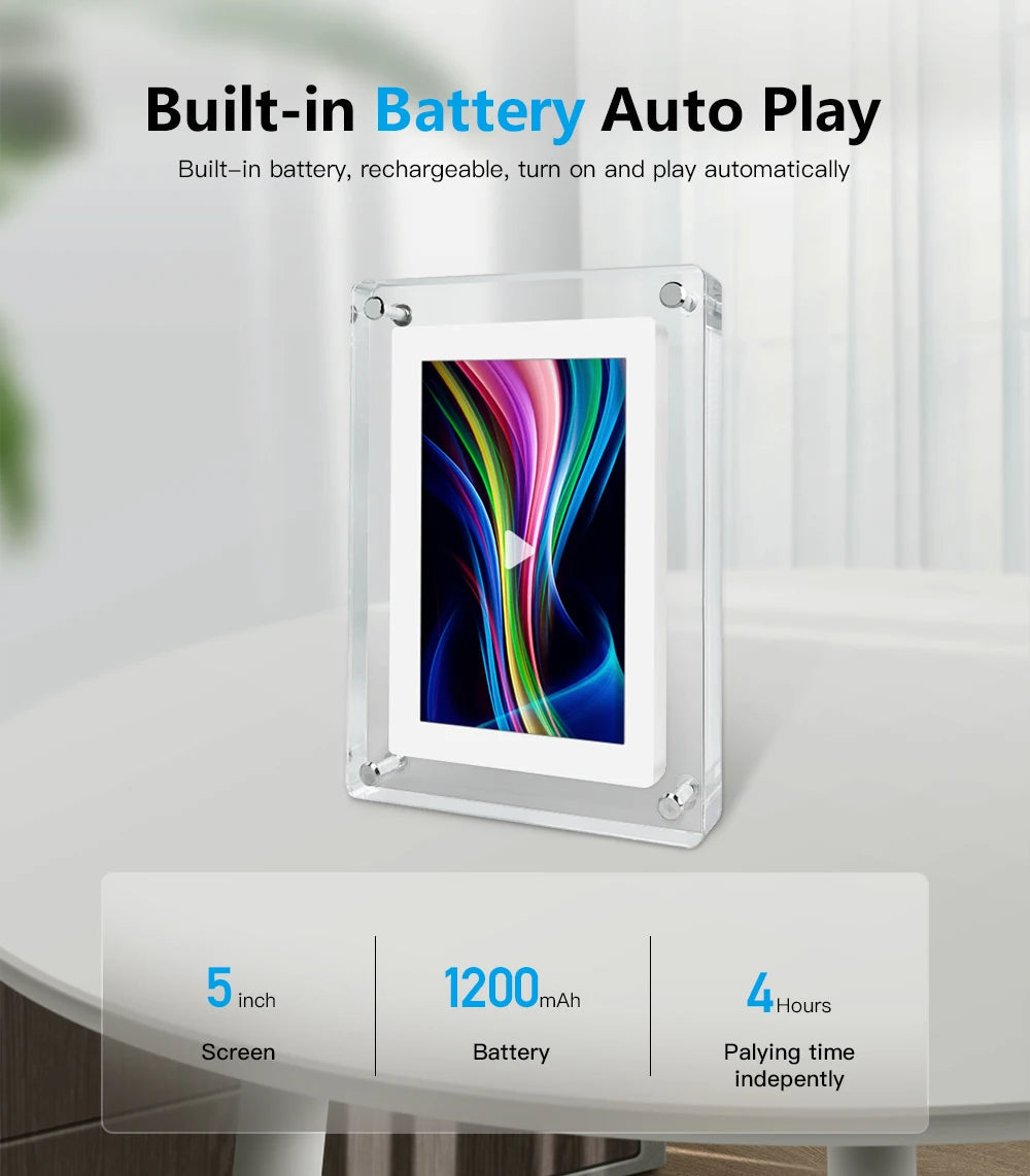 ClearFrame | Acrylic Digital Photo Frame | Portable IPS Display with Built-in Battery 7