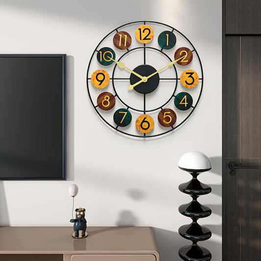 Colourful Metal Wall Clock | Retro Iron Design 0