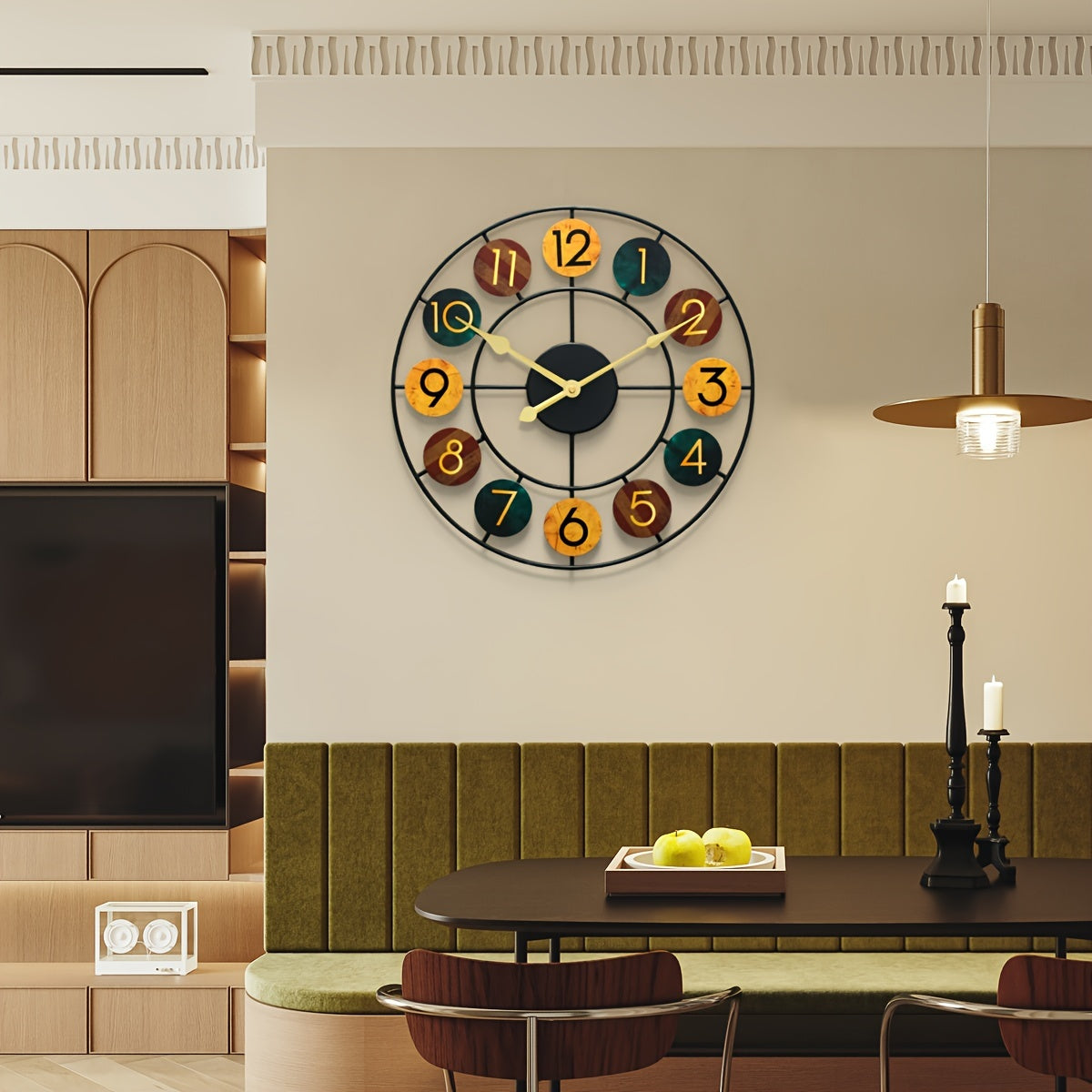 Colourful Metal Wall Clock | Retro Iron Design 4