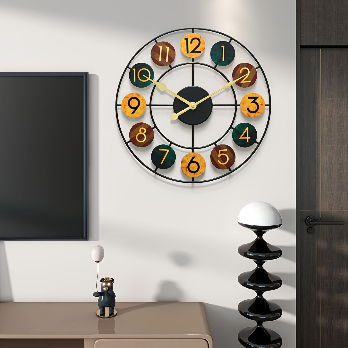 Colourful Metal Wall Clock | Retro Iron Design 5