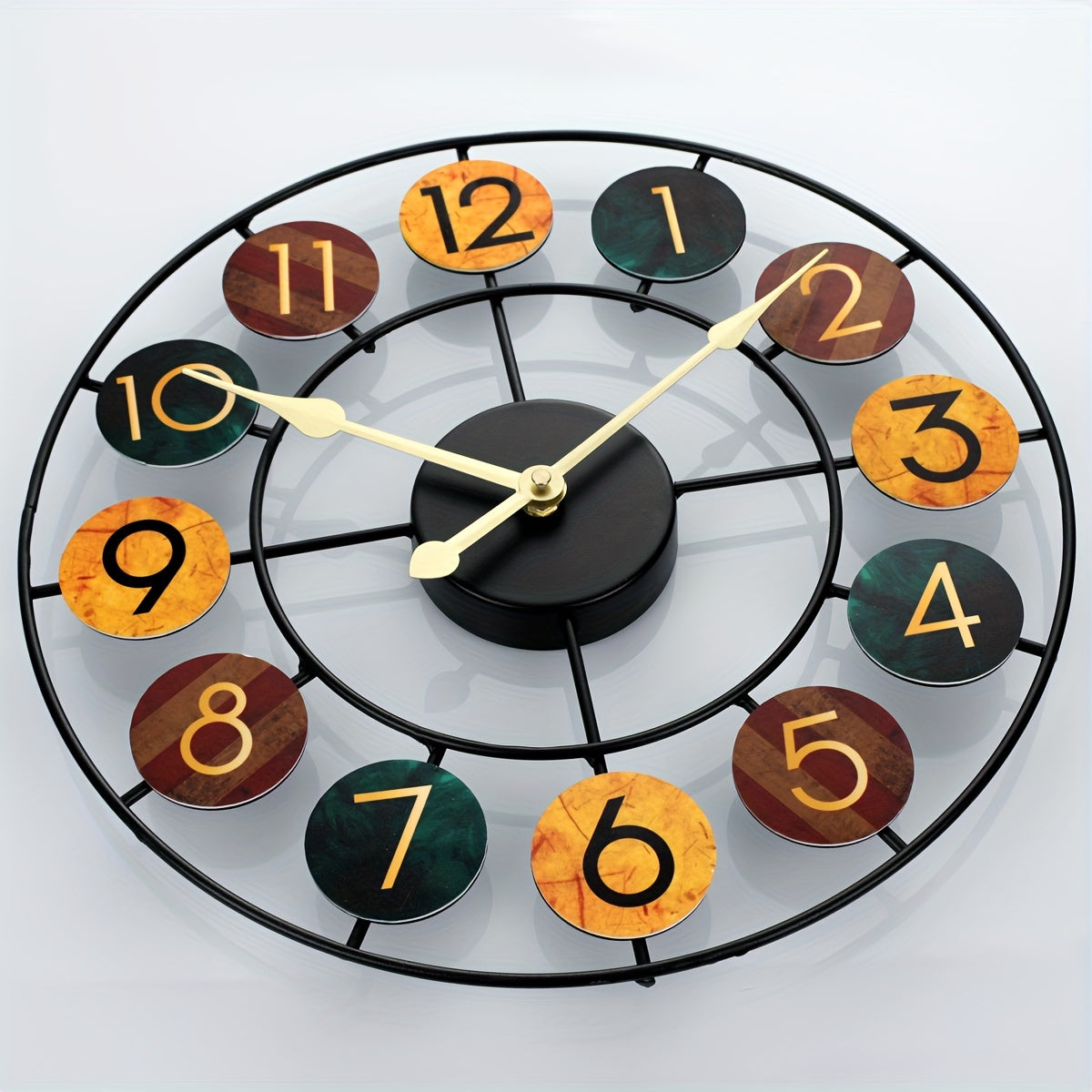 Colourful Metal Wall Clock | Retro Iron Design 6
