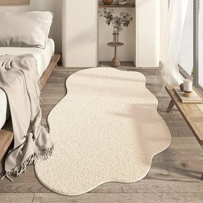 Cream Irregular Shaped Rug | Minimalist Non-Slip Soft Carpet 1