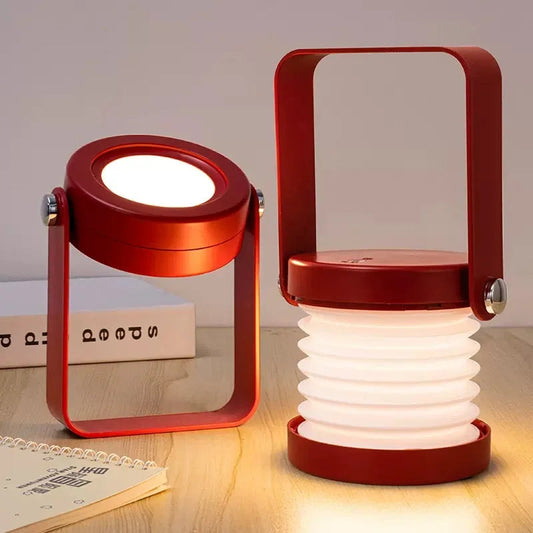 Creative Wooden Handle Portable Lantern | Folding Rechargeable Table Lamp 0