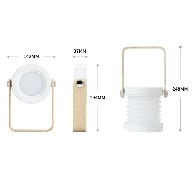 Creative Wooden Handle Portable Lantern | Folding Rechargeable Table Lamp 8
