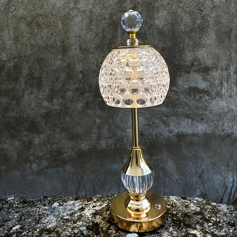 Crystal Touch Table Lamp | Rechargeable LED Bedside Light 0