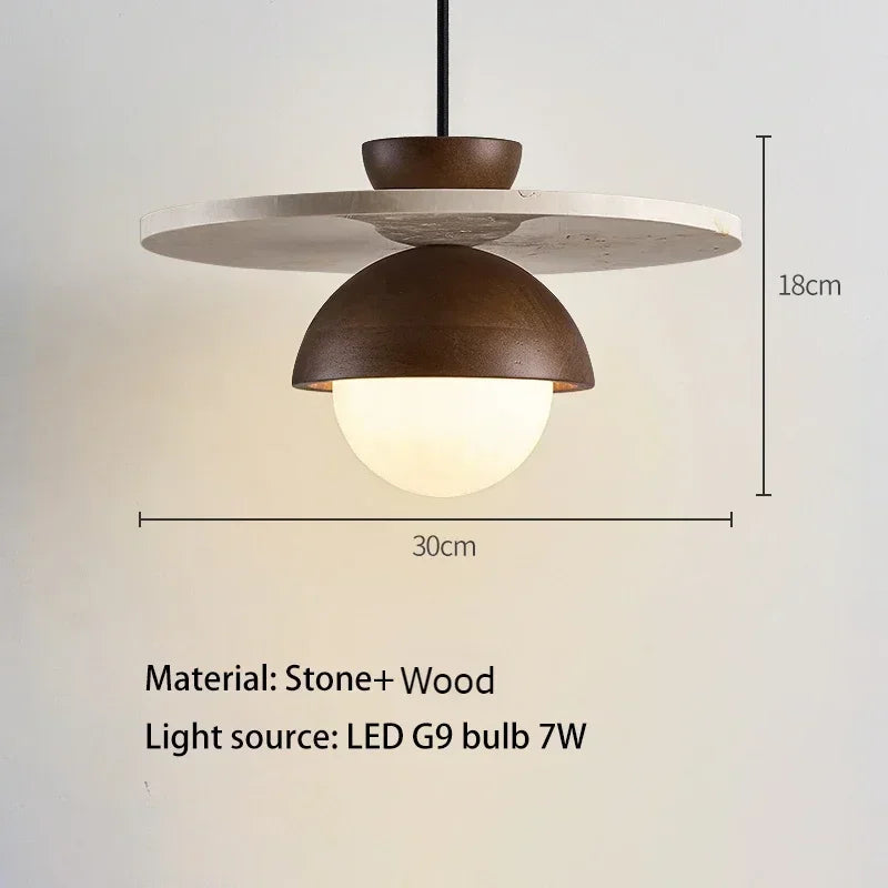 Denmark Pendant Light | Walnut & Stone LED Chandelier 0