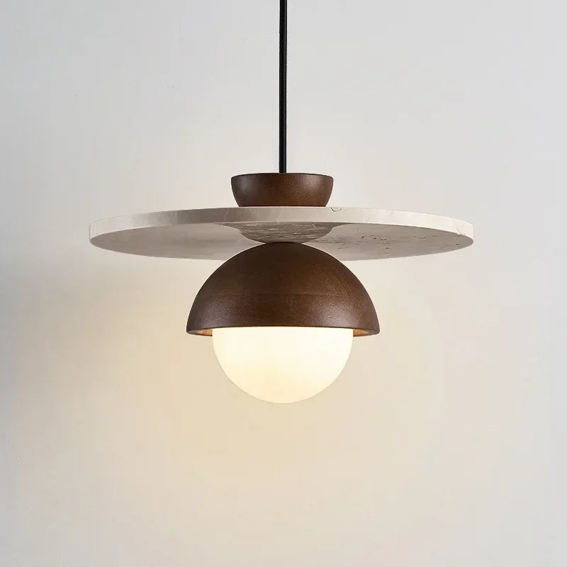 Denmark Pendant Light | Walnut & Stone LED Chandelier 1