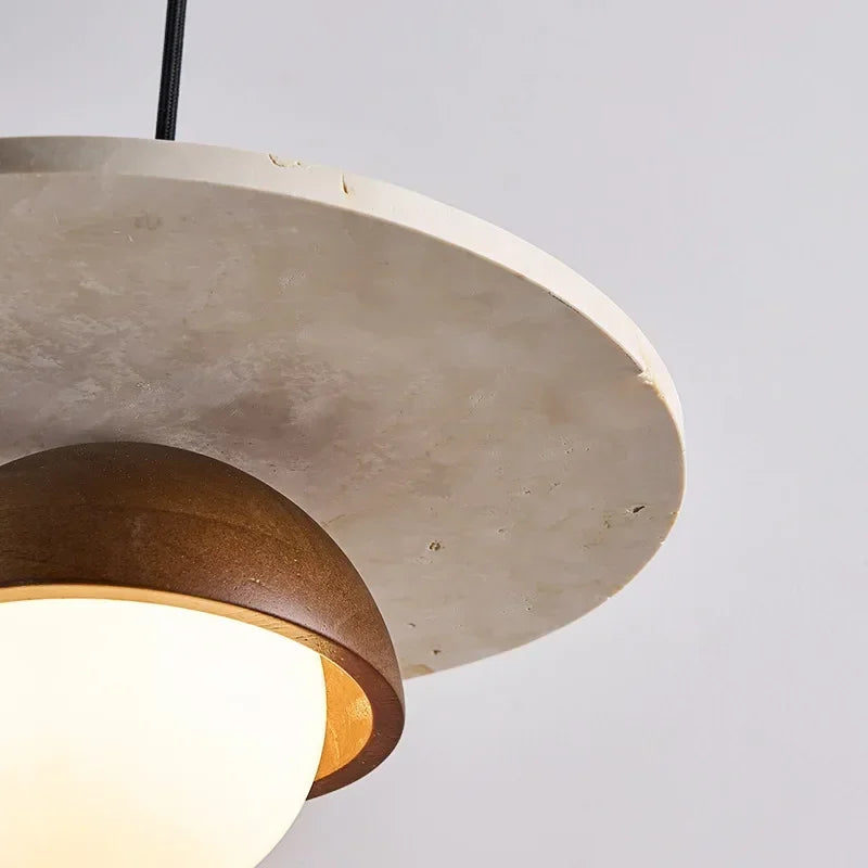 Denmark Pendant Light | Walnut & Stone LED Chandelier 4