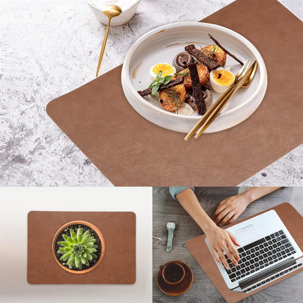 DuoMat | Double-Sided Faux Leather Placemats | Heat Resistant & Waterproof 6