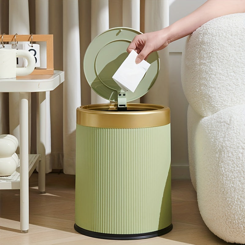 Elegant Oval Kitchen Trash Can with Odour-Sealing Design for Cleanliness 1