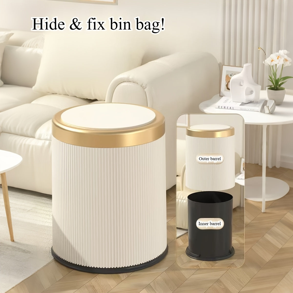 Elegant Oval Kitchen Trash Can with Odour-Sealing Design for Cleanliness 8