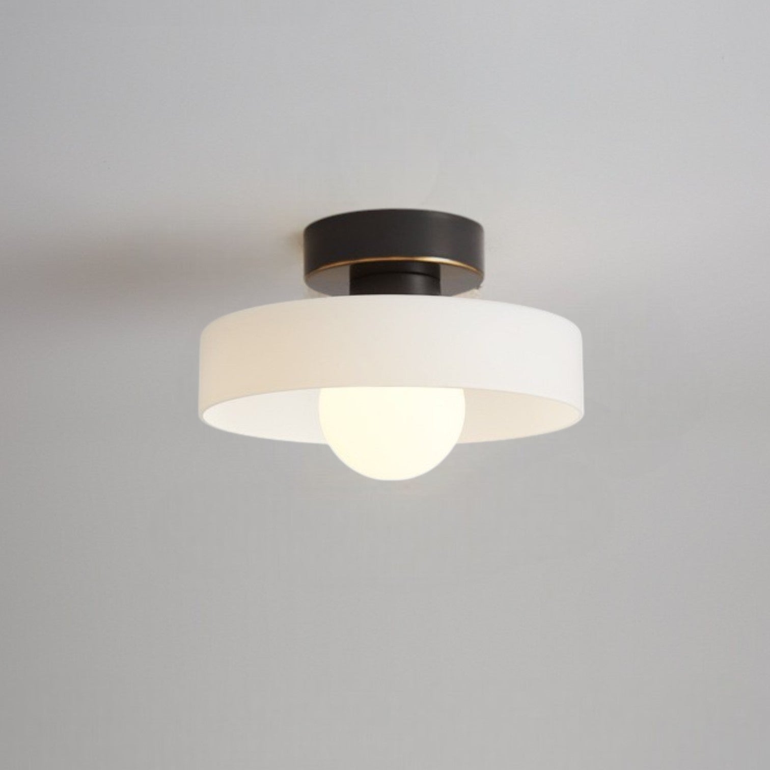 French Bauhaus Ceiling Lamp | Minimalist Brass & Glass Light 0