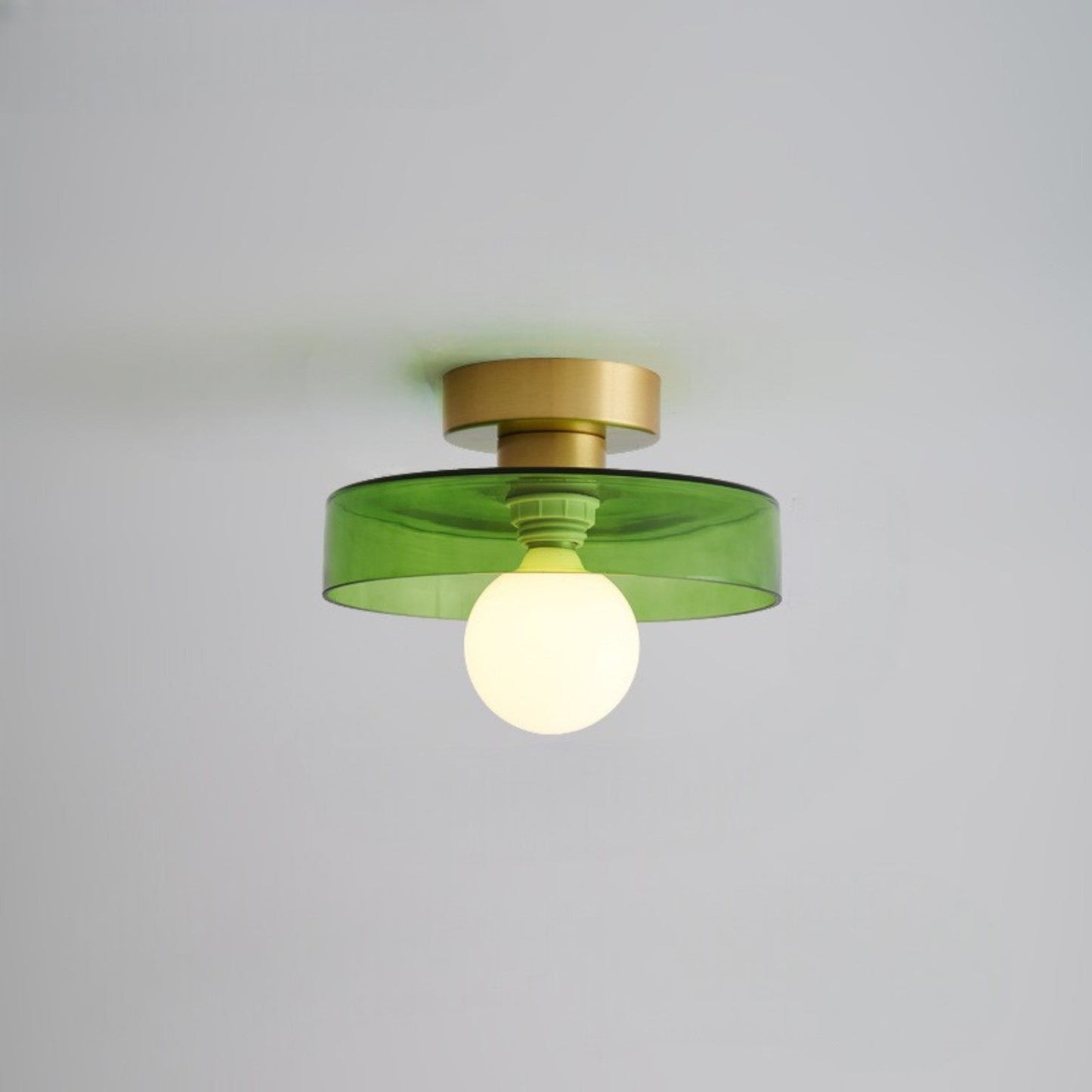 French Bauhaus Ceiling Lamp | Minimalist Brass & Glass Light 10
