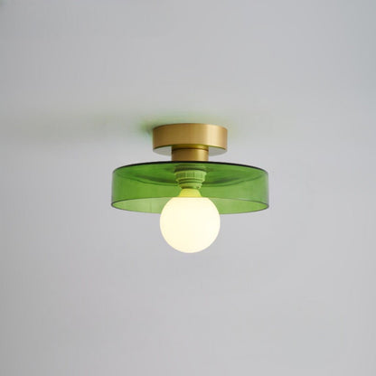 French Bauhaus Ceiling Lamp | Minimalist Brass & Glass Light 10