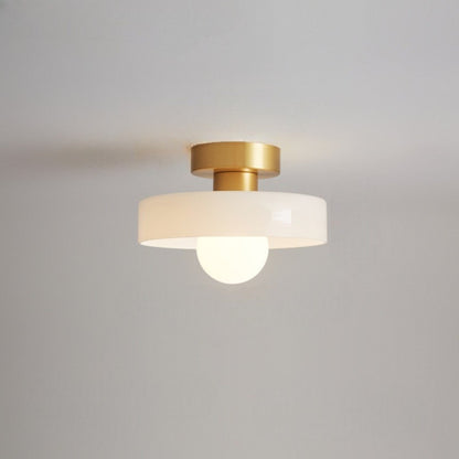French Bauhaus Ceiling Lamp | Minimalist Brass & Glass Light 11
